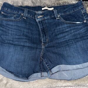 Dark Blue Denim Shorts